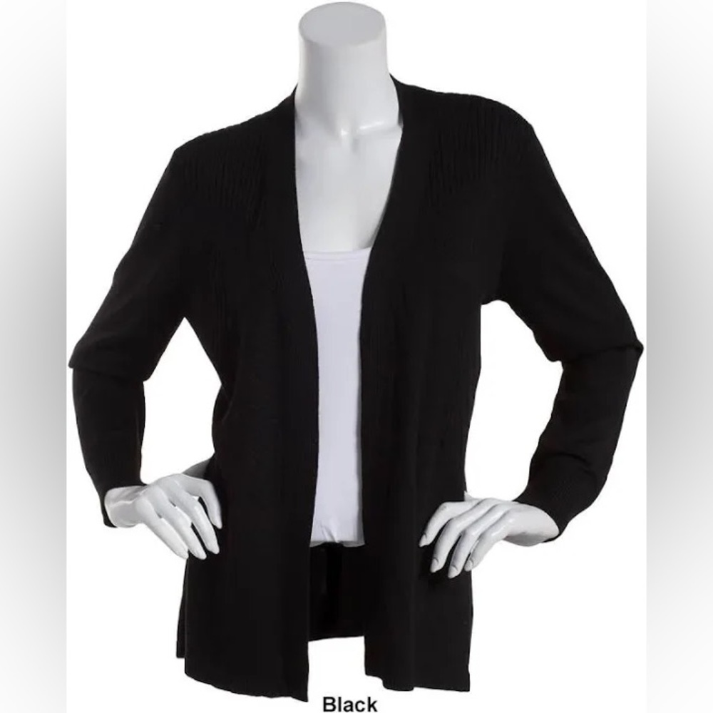 89th and Madison Women's Black Open-Front Sweater cardigan sz small